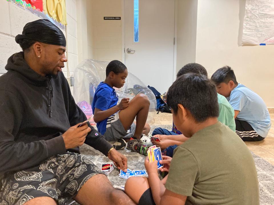 YWCA White Plains & Central Westchester launched a Children’s Defense Fund (CDF) Freedom School this summer. On July 25, 2024, Talen Bannister, site coordinator, played games with fourth and fifth graders during their free time.