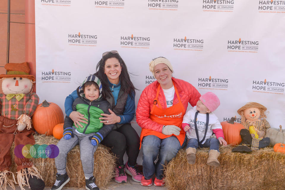 Rachael Fischer&nbsp;(left, with her son Jude) and Julie Hoge (right, with her daughter Eliza) teamed up to hold a 5K run and raise awareness&nbsp;of Prader-Willi syndrome. (Photo: <a href="http://www.harvestinghope5k.com/" target="_blank">Harvesting Hope</a>)
