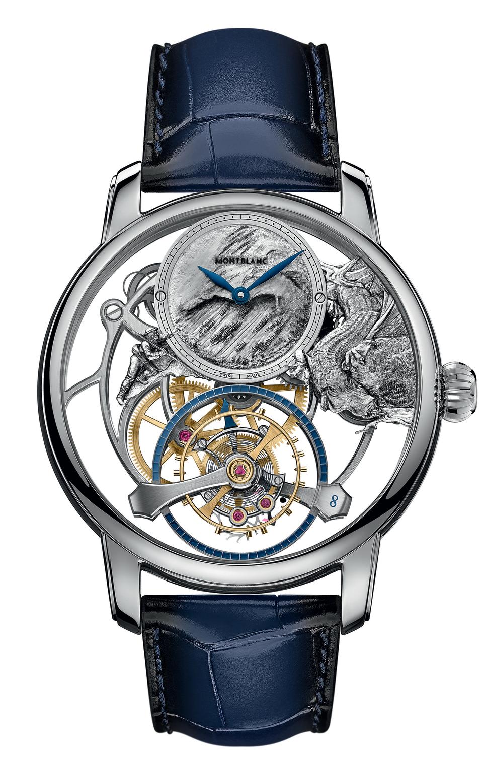 Front side of Montblanc’s Star Legacy Exo Tourbillon Skeleton — The Ascent Limited-Edition 8.