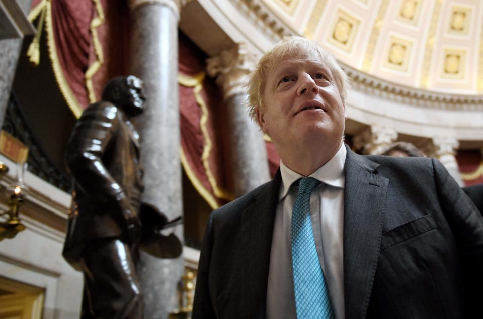 Boris Johnson issued his plea to Macron after visiting the US Capitol in Washington on Wednesday  (AFP via Getty Images)