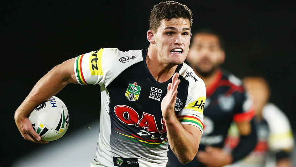 Nathan Cleary, pictured here in action for the Penrith Panthers in 2018.