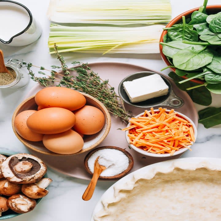 Ingredients for quiche.