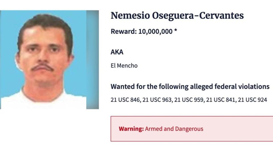 Ficha del Mencho en el sitio web de la DEA.