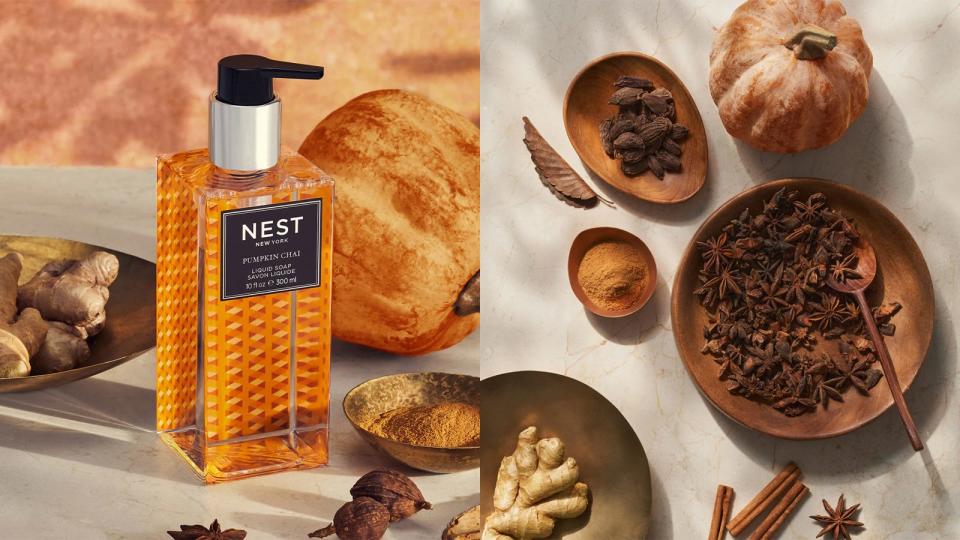 Turn washing your hands into a treat with the Nest Pumpkin Chai hand soap.