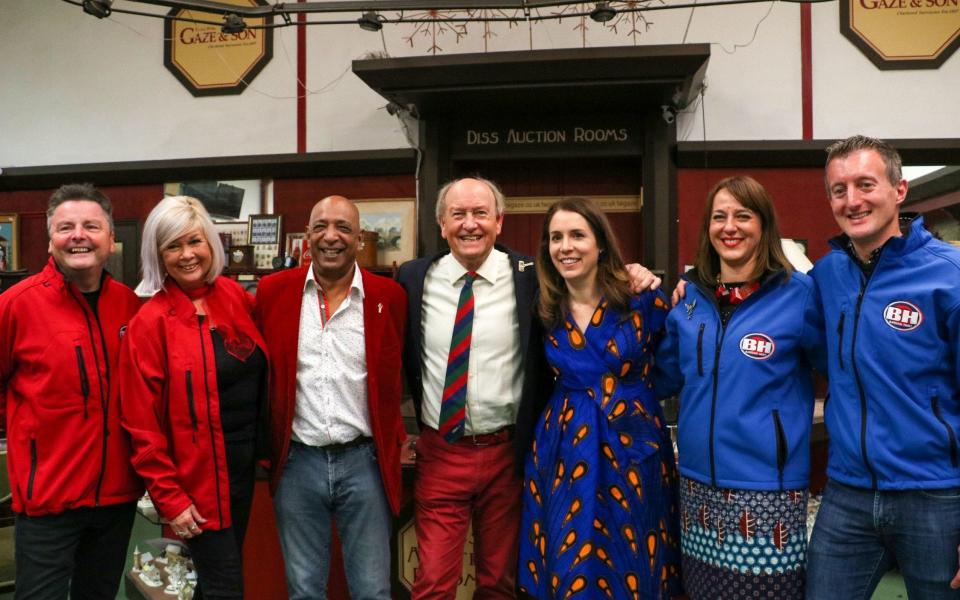 Bargain Hunt The Red Team, Paul and Julie , Expert Raj Bisram, Presenter Charlie Ross, Expert Stephanie Connell and The Blue Team, Anamaria and Matthew - BBC Studios,Production