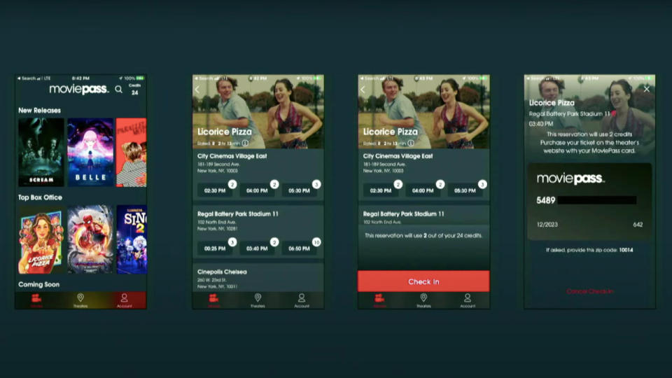 MoviePass graphic interface example.