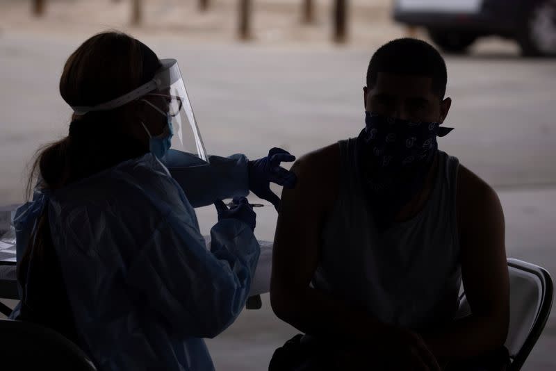 Farmworkers are vaccinated for the coronavirus disease (COVID-19) in California