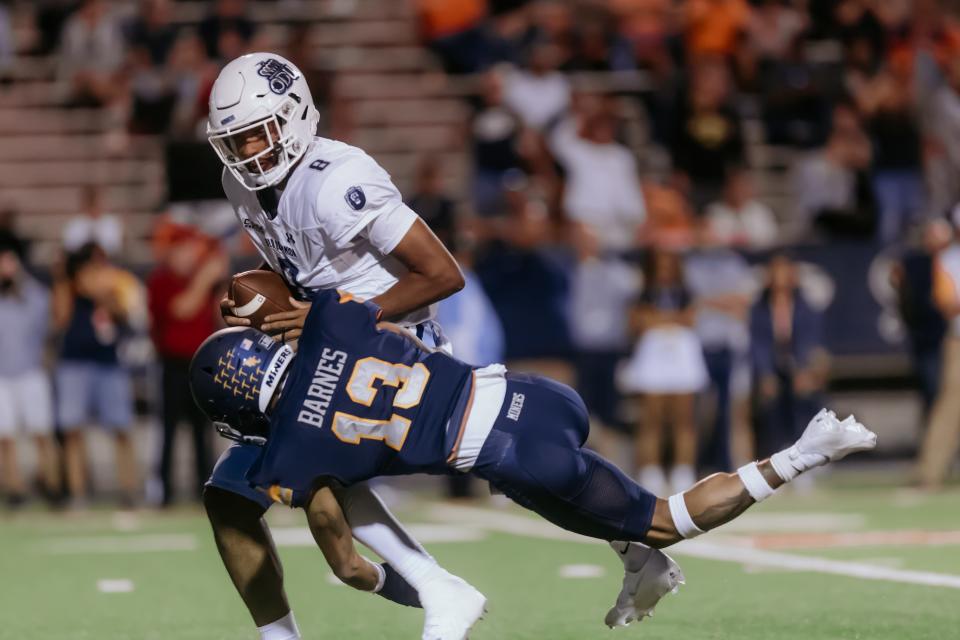 UTEP's Dennis Barnes (13)  at a Conference USA college football game against Old Dominion on Saturday, Oct. 2, 2021, at the Sun Bowl in El Paso, Texas.