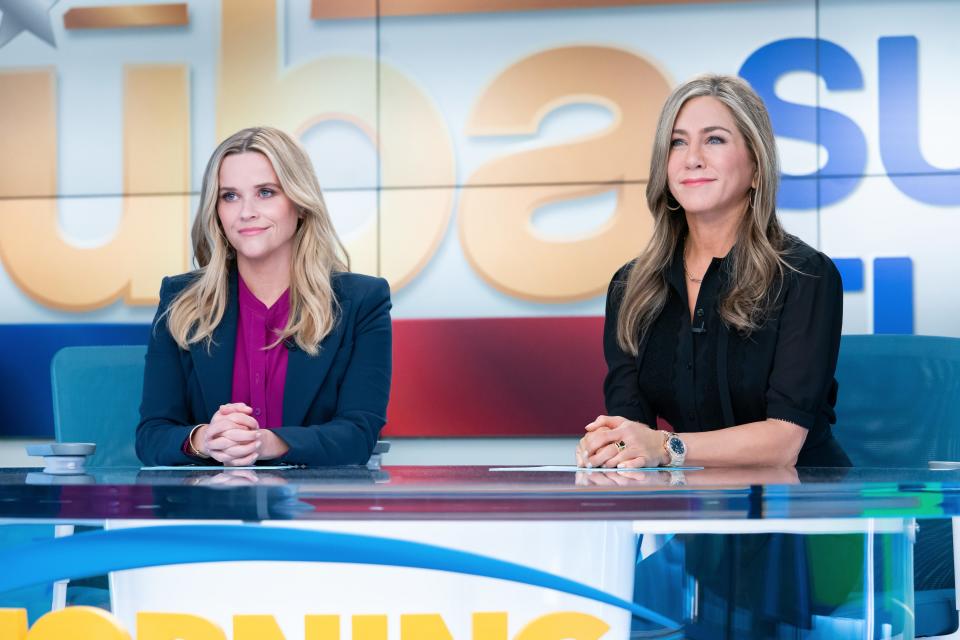 Reese Witherspoon and Jennifer Aniston on "The Morning Show." Only Witherspoon got an Emmy nomination for the most recent season.