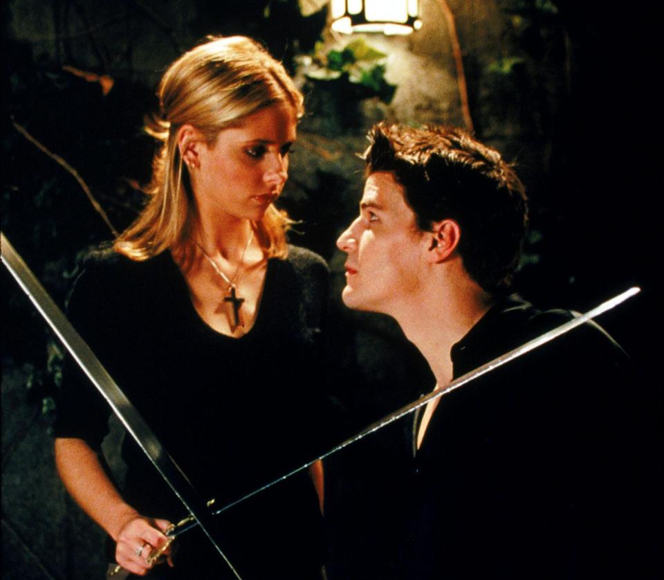 Sarah Michelle Gellar and David Boreanaz in "Buffy the Vampire Slayer."