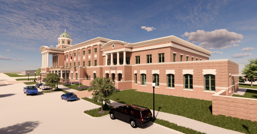 Southwest view digital rendering of ongoing Justice Center project (Courtesy: City of Taylor)