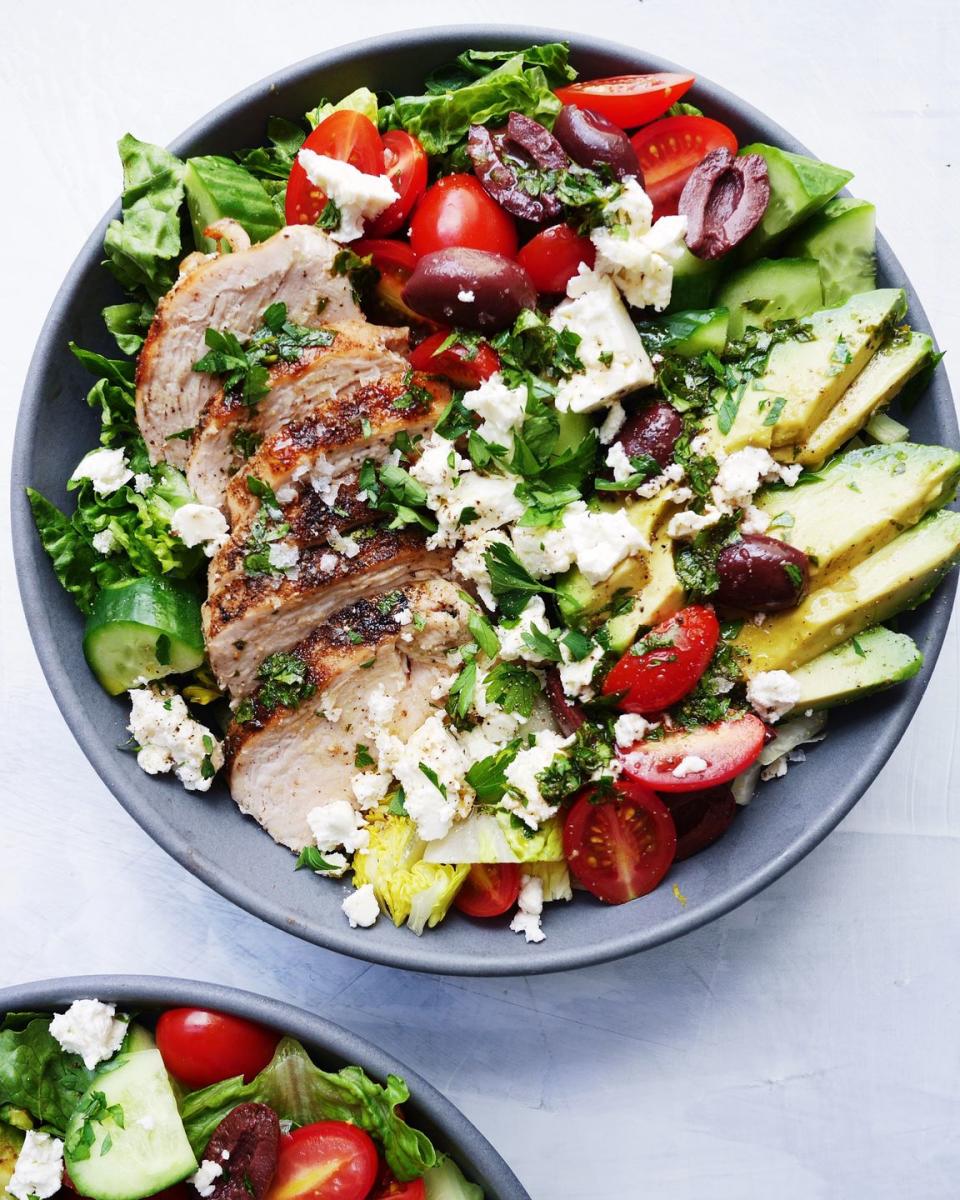 <p>Make a big batch to feed the whole fam! </p><p>Get the recipe from <a href="https://www.delish.com/cooking/recipe-ideas/a21097616/grilled-chicken-salad-recipe/" rel="nofollow noopener" target="_blank" data-ylk="slk:Delish;elm:context_link;itc:0;sec:content-canvas" class="link ">Delish</a>.</p>