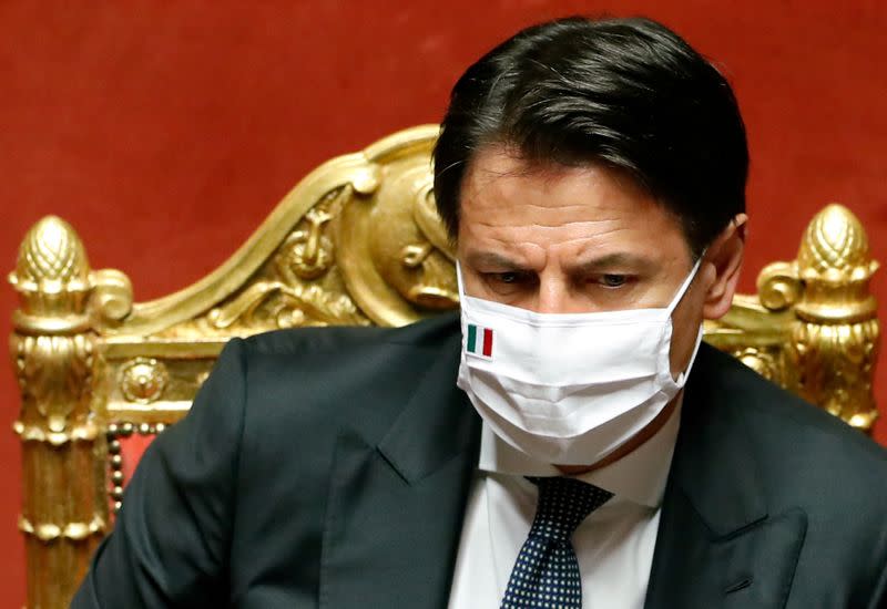 FILE PHOTO: Italian PM Conte attends a session of the upper house of parliament on the coronavirus disease (COVID-19) in Rome