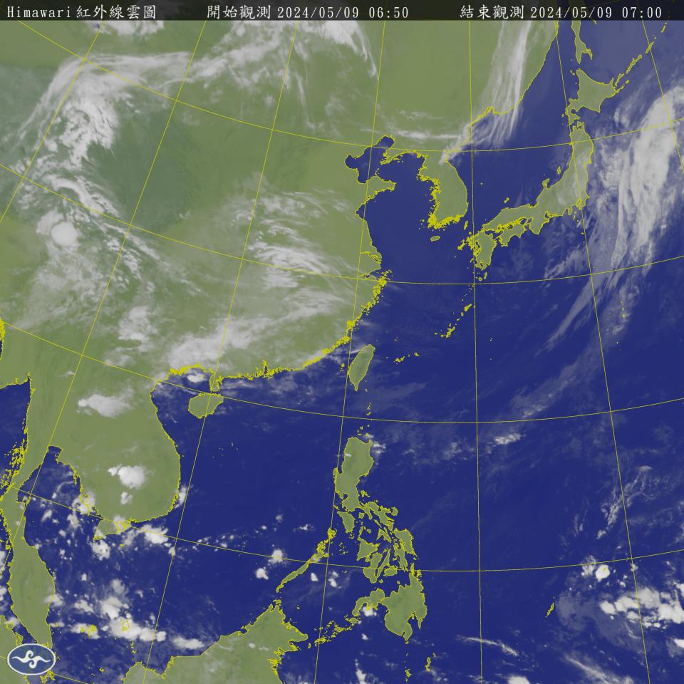 東北季風持續影響，東半部及南部地區降雨零星，其他地區為多雲到晴，午後各地山區有局部短暫雷陣雨，尤其南部山區降雨較明顯，有較大雨勢出現的機率。（圖：氣象署網站）