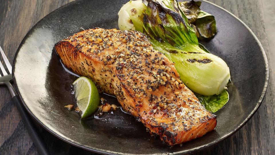 Grilled Salmon With Peppered Soy Glaze