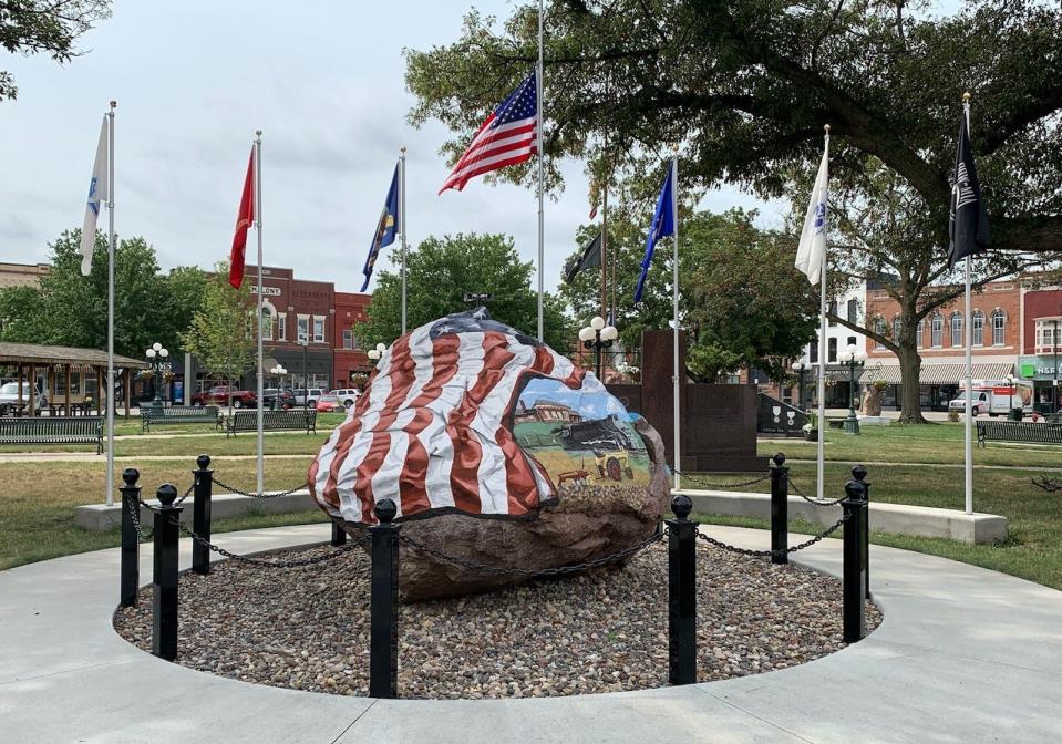 Montgomery County's Freedom Rock in Fountain Square Park in Red Oak.