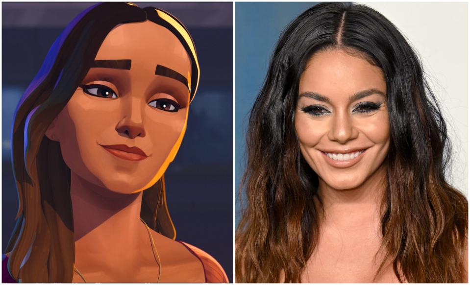 Vanessa Hudgens alongside "Entergalactic" character