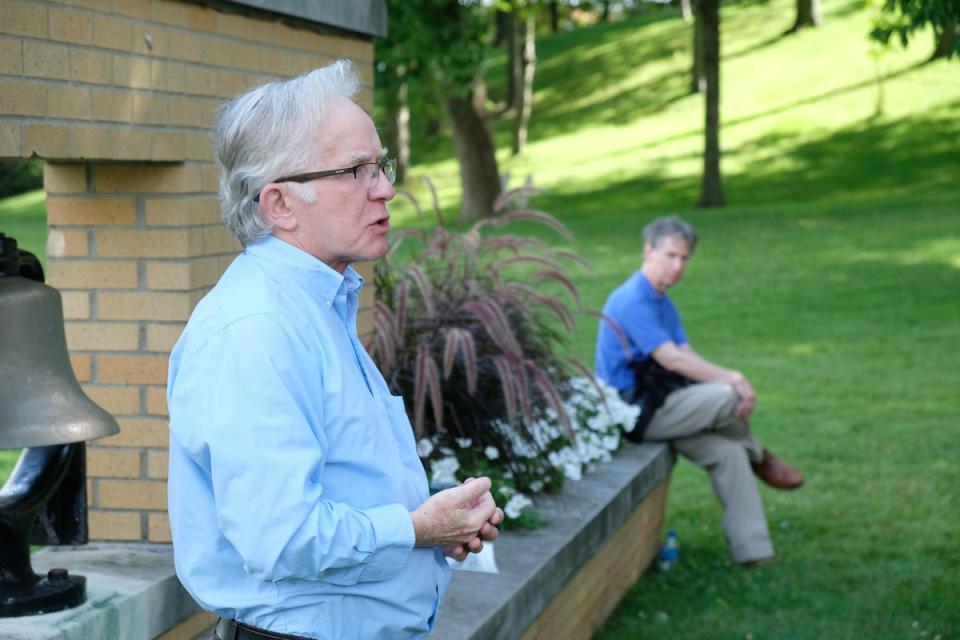 Alan Canfora, among the nine Kent State students wounded in 1970, gives a tour of the May 4 site in 2020. He died in 2021 at 71.