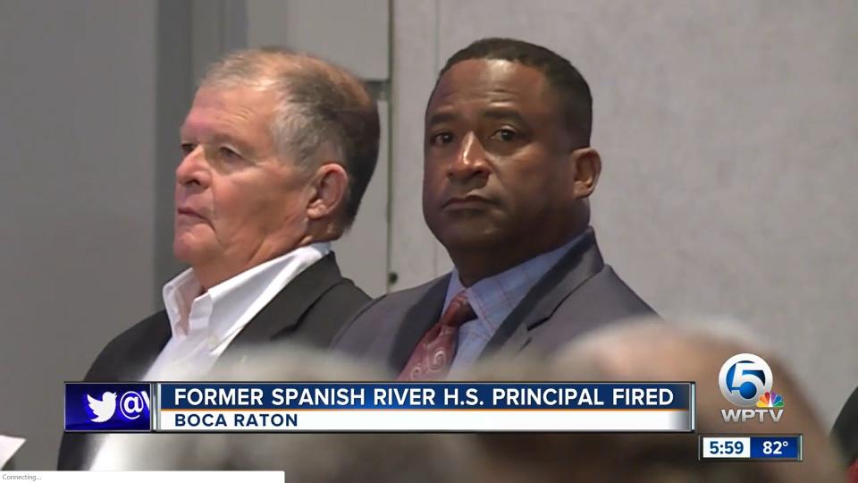 William Latson (right) of Boca Raton’s Spanish River Community High School was fired on Wednesday following a vote by county school board members. (Photo: WPTV)