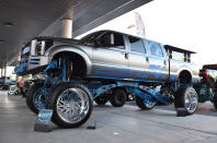 <p>As if a six-door pickup weren’t special enough, 21-year-old Brandon Johnson of J5 Custom designed, laser-cut and welded a new frame from scratch in three months as part of a project to lift the Ford by 28 inches. It rides on custom air suspension and Carbon shocks.</p>
