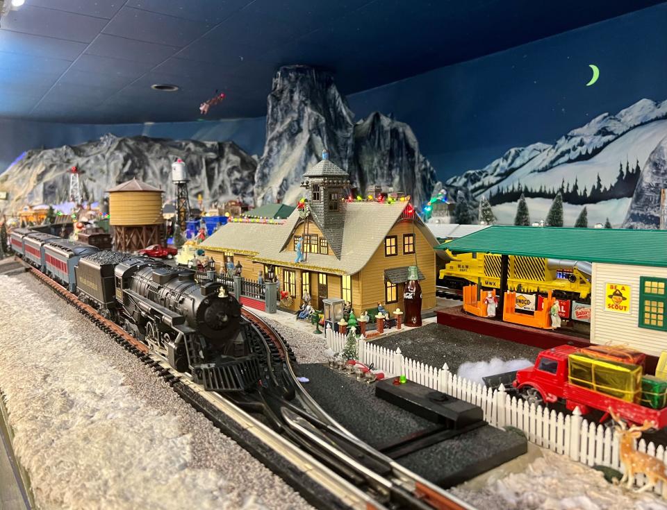 A model railroad train exhibit at the Edgerton R-Center has four displays, each in a different season.
