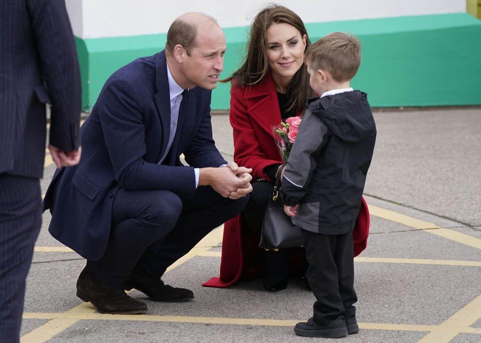 Prince William, Prince of Wales and Catherine, Princess of Wales at the RNLI Holyhead Lifeboat Station, in Holyhead, Wales