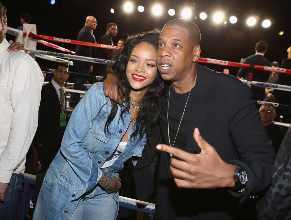 Rihanna and Jay Z attend the 2015 Throne Boxing Fight Night at The Theater at Madison Square Garden in New York.