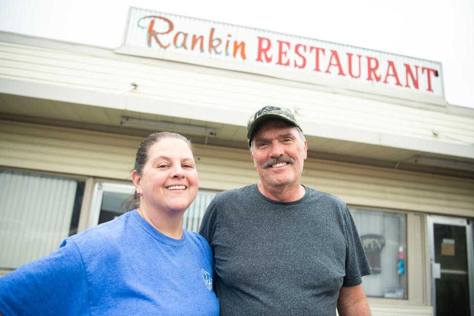 Donna and Perry Kennedy, owners of Rankin Restaurant, 2200 Central St., pose for a portrait in front of the restaurant in Knoxville, Tenn. on Tuesday, Feb. 22, 2022. The couple operated the restaurant, which closed this week, for 25 years. It had been in operation for nearly 70 years.