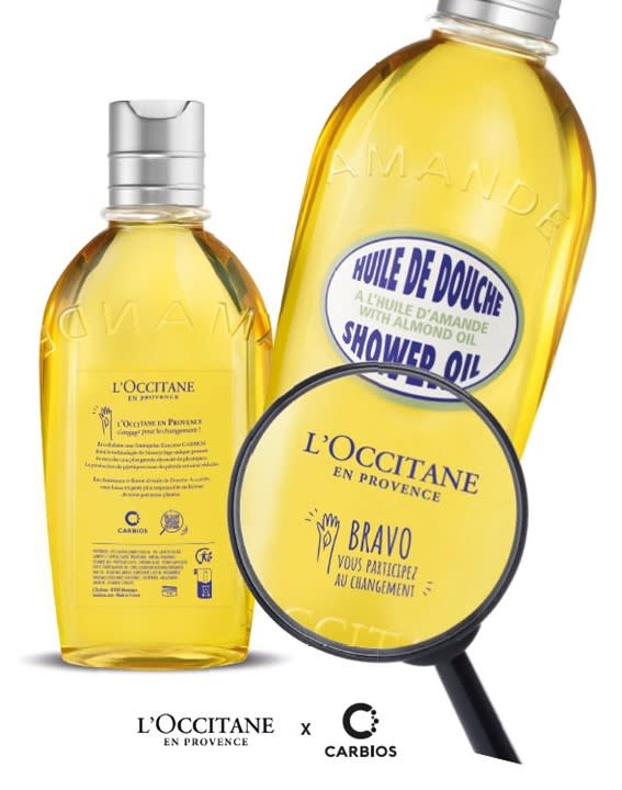 Le premier flacon de L’OCCITANE en Provence en PET issu à 100% du recyclage enzymatique grâce à la technologie de CARBIOS