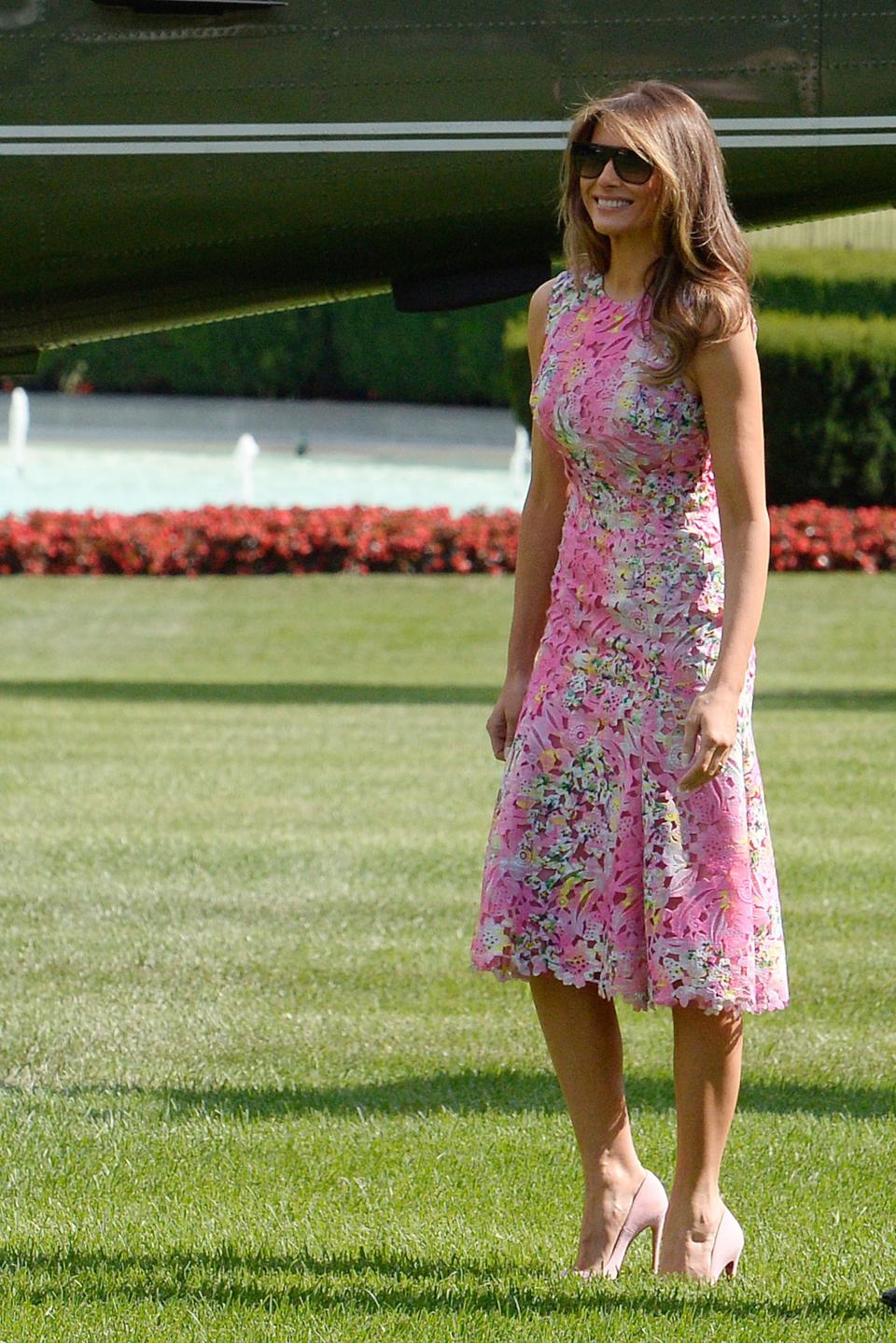 The First Ladies, Melania Trump and Brigitte Macron, brought sophisticated sparkle to the new administration’s first State Dinner.