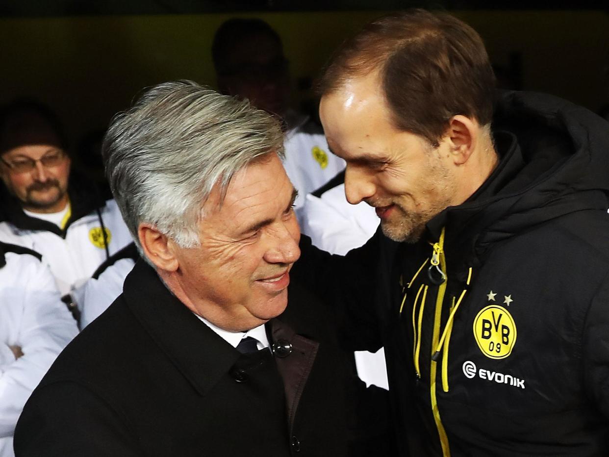 Both Ancelotti and Tuchel face an uphill battle to make it through to the Champions League's last four: Getty