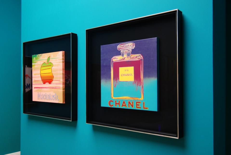 Warhol reimagined famous adverts, including Apple Macintosh and Chanel No 5 (Halcyon Gallery)