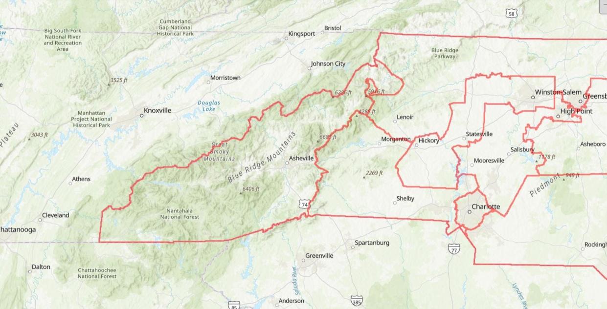 The Republican map passed in 2021 that observers say would have led to a 10-4 partisan split in U.S. House members, favoring the GOP. The map was blocked by the North Carolina Supreme Court. But a new Republican majority court has given the go-ahead for such districts.