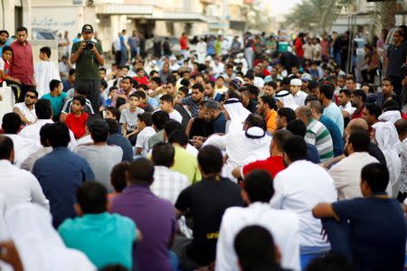 Supporters attend a sit-in outside Bahrain's leading Shi'ite cleric Isa Qassim in the village of Diraz west of Manama, Bahrain June 21, 2016. REUTERS/Hamad I Mohammed