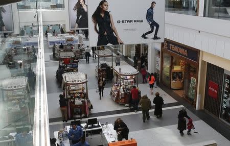 People are seen walking through Roosevelt Field shopping mall in Garden City, New York February 22, 2015. REUTERS/Shannon Stapleton