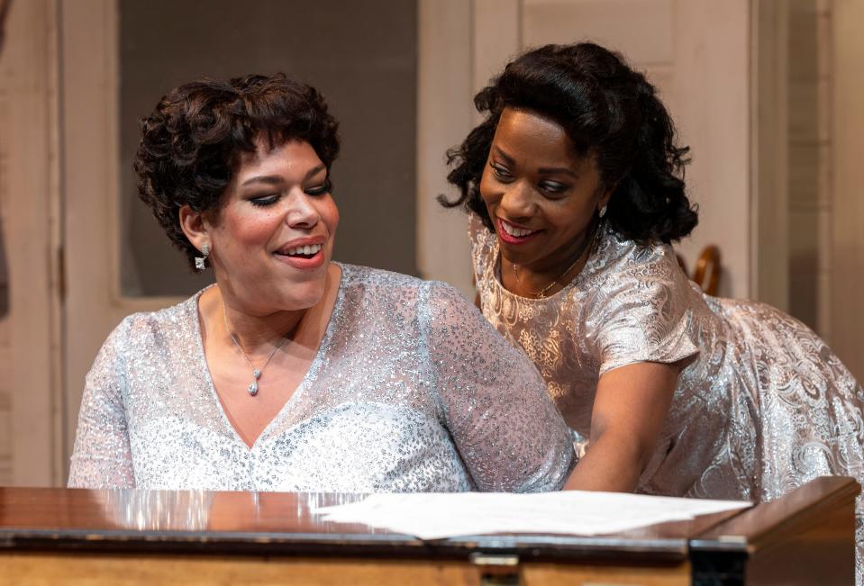 Bethany Thomas and Alexis J. Roston perform in "Marie and Rosetta" at Northlight Theatre in Skokie, Ill. They'll perform in the same play at Milwaukee Repertory Theater in October 2024.