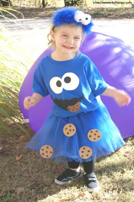 <p>If you want to <a rel="nofollow noopener" href="https://www.redbookmag.com/fashion/advice/g827/diy-halloween-costumes-for-kids/" target="_blank" data-ylk="slk:DIY a costume;elm:context_link;itc:0;sec:content-canvas" class="link ">DIY a costume</a>, this one is sure to keep your little <a rel="nofollow noopener" href="https://www.redbookmag.com/food-recipes/news/g3631/halloween-cookie-ideas-recipes/" target="_blank" data-ylk="slk:cookie monster;elm:context_link;itc:0;sec:content-canvas" class="link ">cookie monster</a> happy. </p><p><strong>Get the tutorial at <a rel="nofollow noopener" href="https://www.lifeissweeterbydesign.com/how-to-make-a-cookie-monster-costume/" target="_blank" data-ylk="slk:Life Is Sweeter By Design;elm:context_link;itc:0;sec:content-canvas" class="link ">Life Is Sweeter By Design</a>.</strong><br></p>