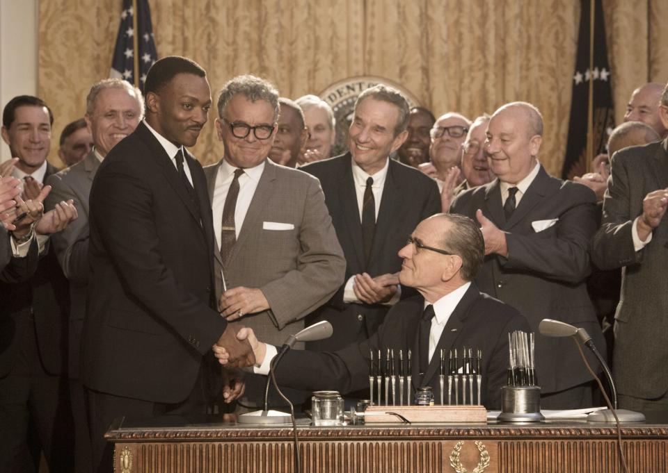 <p>Mackie portrayed Kin in the 2026 HBO drama <em>All The Way, </em>which followed Lyndon B. Johnson's presidency as he worked to pass the Civil Rights Act in 1964. </p> <p>Mackie <a href="https://www.npr.org/2016/05/21/479001695/anthony-mackie-on-portraying-martin-luther-king-jr-in-all-the-way" rel="nofollow noopener" target="_blank" data-ylk="slk:said of playing the famed activist;elm:context_link;itc:0;sec:content-canvas" class="link ">said of playing the famed activist</a>, "I grew up in a house where my dad made sure that Dr. King was a part of our daily existence. And he always described him as a leader of men. And that's the Dr. King I wanted to portray. And he was a great and shrewd politician. And I don't think we've ever seen that aspect of him on film."</p>