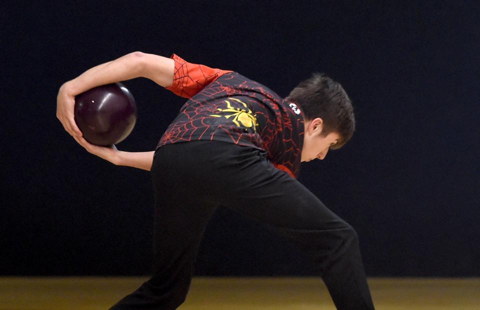 Killian Kilpatrick gets ready to compete in the 58th annual Times-News Open on March 27, 2021, at Lake City Lanes.