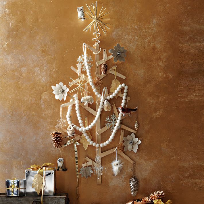 west elm wooden wall tree Space-saving Christmas tree alternatives