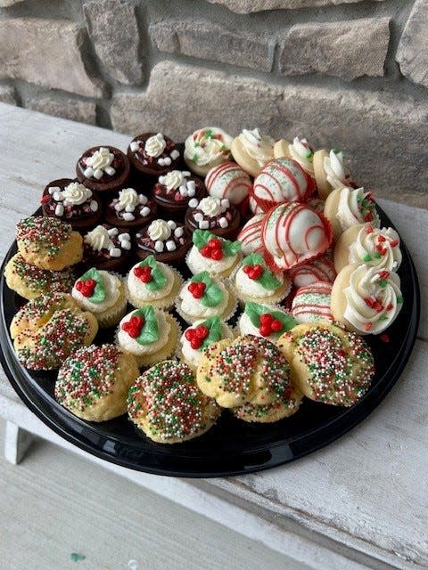 One option for a holiday cookie tray from Love Is Blind Bakery.