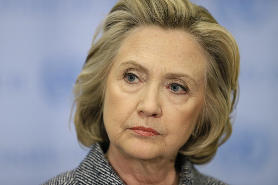 FILE - Hillary Rodham Clinton speaks to the reporters at United Nations headquarters, Tuesday, March 10, 2015. Clinton conceded that she should have used a government email to conduct business as secretary of state, saying her decision was simply a matter of "convenience." (AP Photo/Seth Wenig, File)