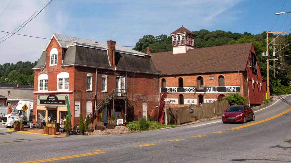 The long-term plan for the Glen Rock Mill Inn is to return the curved windows on the right side of the building to their original look. The right side of the building was shortened 15 feet in the 1980s to accommodate a two-lane road.