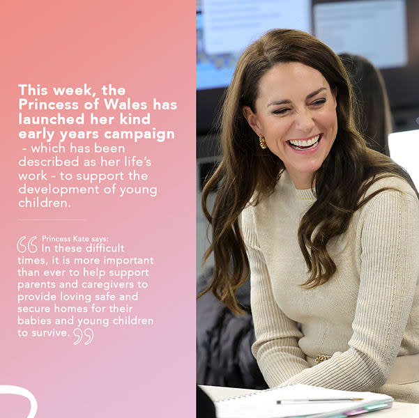 Princess Kate laughs as she wears cream jumper