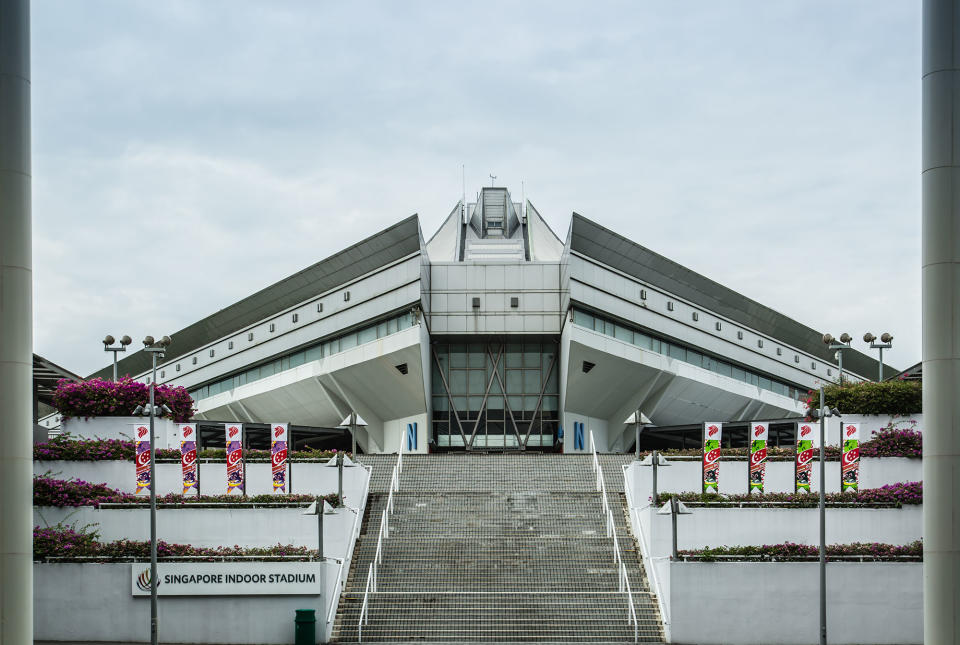 Singapore indoor stadium building entrance facade view. (Photo: Getty Images)