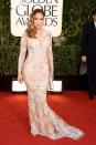 <p>Very here for this naked wedding worthy dress from the Golden Globe Awards. </p>