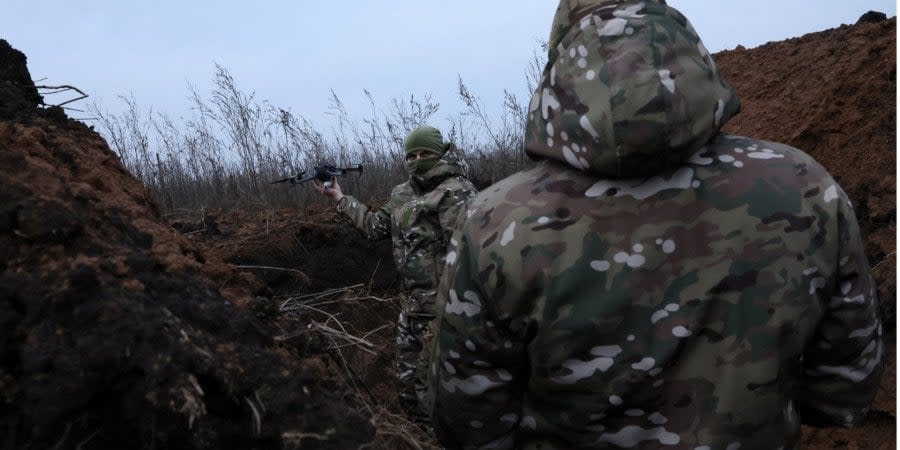 Ukrainian military at a position near Bakhmut, Donetsk region