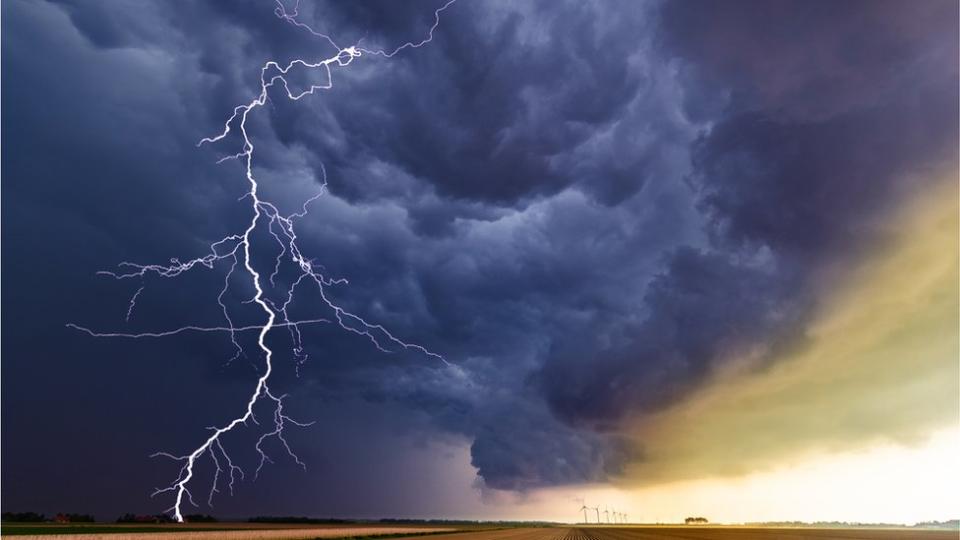 Lightning striking from a cloud