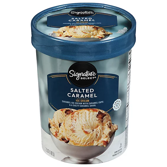 Signature Select Salted Caramel Ice Cream container