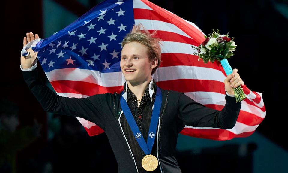 <span>Ilia Malinin became only the second skater ever to land six quadruple jumps in a single programme in Montreal.</span><span>Photograph: Geoff Robins/AFP/Getty Images</span>